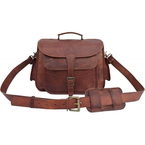  Leather castle Vintage Leather DSLR Camera Bag Fits Sony Nikon Canon Olympus SLR & Its lenses Satchel Messenger Bag Unisex