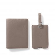 Leatherology Taupe Deluxe Passport Cover + Luggage Tag Set