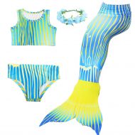 Leavelive Mermaid Tail Swimming Girls 4Pcs Bikini Set