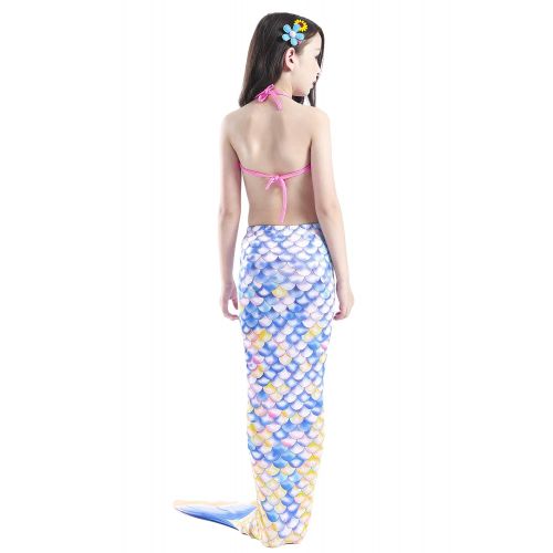  Leavelive Mermaid Tail Swimming Girls 4Pcs Bikini Set