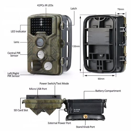  Lebaihui Trail Game Camera,Waterproof Hunting Scouting Cam for Wildlife Monitoring with Thermal Induction Infrared Imaging,12MP 1080P,120° Wide Angle Lens, 0.5s Trigger Speed,LED Flash Phot