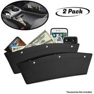 lebogner Black Gap Filler Premium PU Full Leather Console Pocket Organizer, Interior Accessories, Car Seat Side Drop Caddy Catcher, 2 Pack