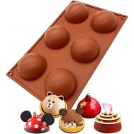 [아마존베스트]Lechay 6 Holes Silicone Mold For Chocolate, Cake, Jelly, Pudding, Handmade Soap, Round Shape Half Sphere Mold Non Stick, BPA Free Cupcake Baking Pan 1 Pc (1 PCS)