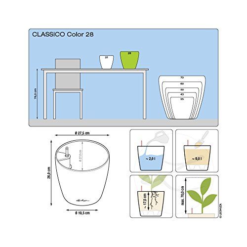  Lechuza Classico Color 28 Planter, White Matte