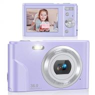 Digital Camera, Lecran FHD 1080P 36.0 Mega Pixels Vlogging Camera with 16X Digital Zoom, LCD Screen, Compact Portable Mini Cameras for Students, Teens, Kids (Purple)