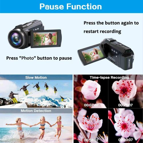  Lecran 4K Video Camera Camcorder, Vlogging Camera 48MP 60FPS YouTube Camera WiFi Night Vision IPS Touch Screen Video Camera Digital Camera with External Microphone, Stabilizer, 2.4G Remot