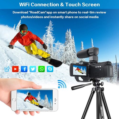  Lecran 4K Video Camera Camcorder, Vlogging Camera 48MP 60FPS YouTube Camera WiFi Night Vision IPS Touch Screen Video Camera Digital Camera with External Microphone, Stabilizer, 2.4G Remot