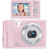 [아마존베스트]Digital Camera, Lecran FHD 1080P 36.0 Mega Pixels Vlogging Camera with 16X Digital Zoom, LCD Screen, Compact Portable Mini Cameras for Students, Teens, Kids (Pink)