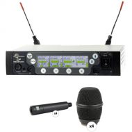 Lectrosonics DSQD 4-Channel Digital Wireless Receiver with Dante Kit with Four DHu/HHC Handheld Wireless Mics (470 to 608 MHz)