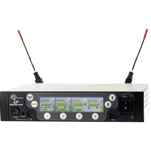  Lectrosonics DSQD 4-Channel Digital Wireless Receiver with Dante Kit with Four DHu/HHC Handheld Wireless Mics (470 to 608 MHz)