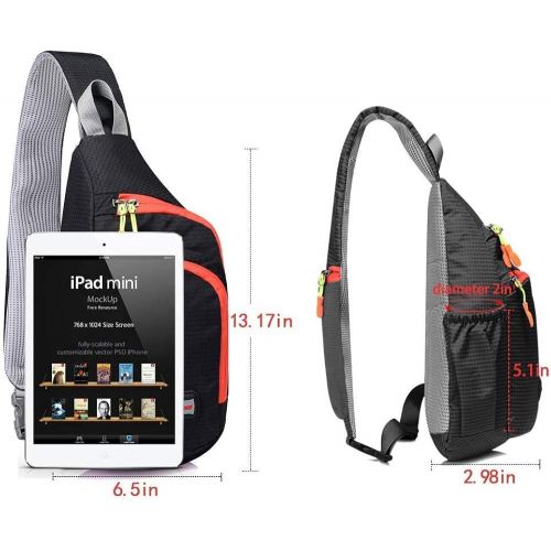  Lecxci Outdoor Chest Sling Bag Lightweight Waterproof Backpack for Unisex /Man/Women