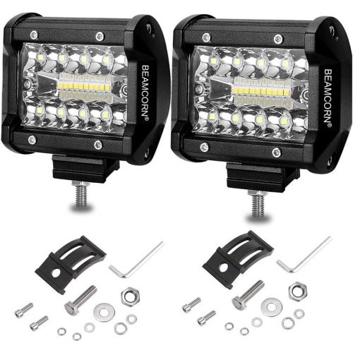  [아마존 핫딜] [아마존핫딜]Led Light Bar 4 Inch BEAMCORN Led Pods 120W 12000Lm Waterproof Cube Spot Flood Combo Off Road Lights Driving Backup Lights for Trucks Jeep RZR ATV UTE UTV