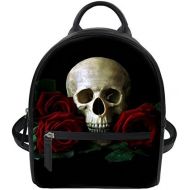 LedBack Cool Black Skull Travel Mini PU Leather Backpack Purses and Handbags Women Kids Girls Lightweight
