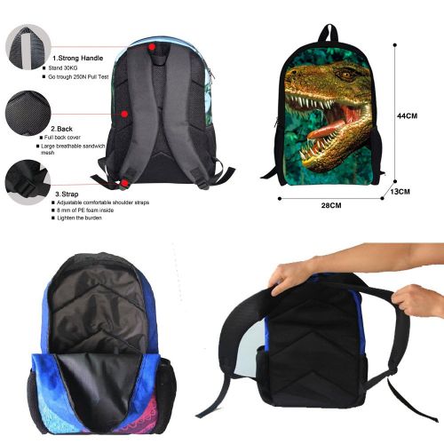  LedBack Tiger Dinosaur Wolf Designed Backpack Lightweight Travel Daypack Cool School Book Bag