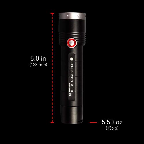  Ledlenser, MT10 Rechargeable Handheld Flashlight, High Power LED, 1000 Lumens, Lanyard and Sheath, Outdoor Series, Backpacking, Hiking, Camping