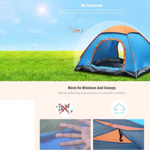  Ledu Outdoor Tent Waterproof and UV Safe Automatic Instant Configuration Double Door 2 Person Canopy Camping Beach Tent