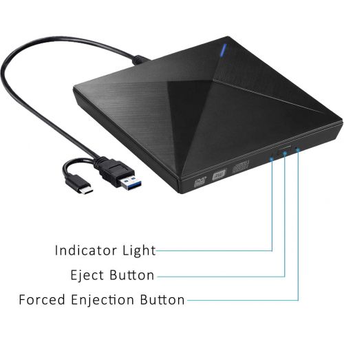  [아마존 핫딜]  [아마존핫딜]LeeKooLuu External DVD Drive for Laptop, Portable High-Speed USB-C&USB 3.0 CD Burner/DVD Reader Writer for PC Desktops, Compatible with Windows/Mac OSX/Linux