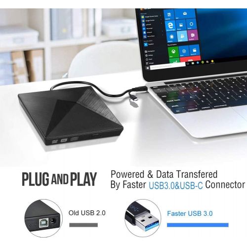  [아마존 핫딜]  [아마존핫딜]LeeKooLuu External DVD Drive for Laptop, Portable High-Speed USB-C&USB 3.0 CD Burner/DVD Reader Writer for PC Desktops, Compatible with Windows/Mac OSX/Linux