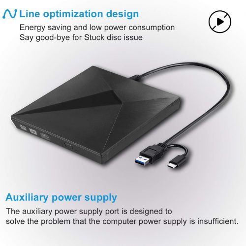  [아마존 핫딜]  [아마존핫딜]LeeKooLuu External DVD Drive for Laptop, Portable High-Speed USB-C&USB 3.0 CD Burner/DVD Reader Writer for PC Desktops, Compatible with Windows/Mac OSX/Linux
