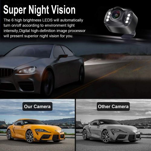  LeeKooLuu Backup Camera and Monitor Kit HD 720P Easy Installation for Cars,Trucks,Pickups Waterproof Night Vision Rear/Front View Camera One Power System Reverse/Continuous Use Gri