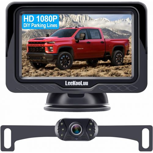  [아마존베스트]LeeKooLuu LK3 HD 1080P Backup Camera with Monitor Kit OEM Driving Hitch Rear/Front View Observation System for Cars,Trucks,Vans,Campers Waterproof Super Night Vision DIY Grid Lines