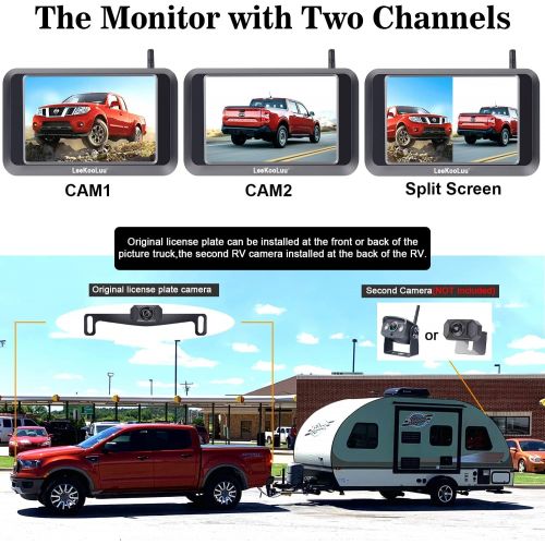  [아마존베스트]LeeKooLuu F09 HD 1080P Wireless Backup Camera 5’’ Display Digital Signals 2021 Newest Chips for Trucks,Small RVs,Campers,Cars Two Video Channels Hitch Rear/Front View Observation S