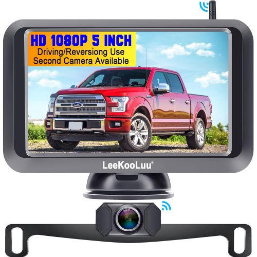  [아마존베스트]LeeKooLuu F09 HD 1080P Wireless Backup Camera 5’’ Display Digital Signals 2021 Newest Chips for Trucks,Small RVs,Campers,Cars Two Video Channels Hitch Rear/Front View Observation S