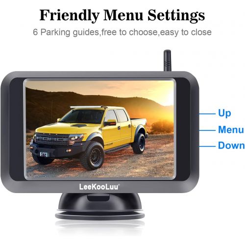  [아마존베스트]LeeKooLuu F09 HD 1080P Wireless Backup Camera 5’’ Display Digital Signals 2021 Newest Chips for Trucks,Small RVs,Campers,Cars Two Video Channels Hitch Rear/Front View Observation S