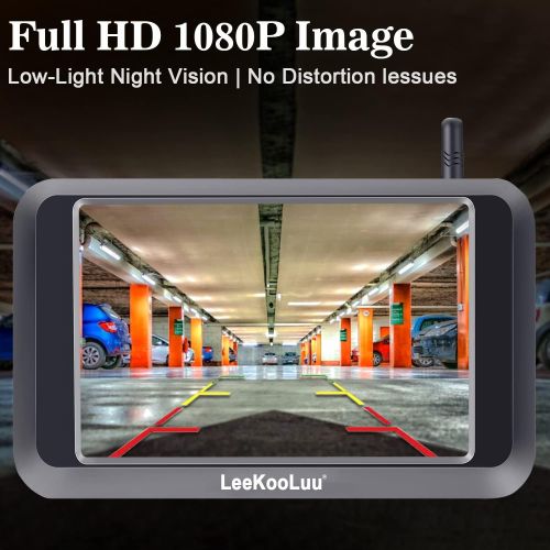  [아마존베스트]LeeKooLuu F09 HD 1080P Wireless Backup Camera 5’’ Display Digital Signals 2021 Newest Chips for Trucks,Small RVs,Campers,Cars Two Video Channels Hitch Rear/Front View Observation S