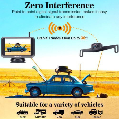  [아마존베스트]LeeKooLuu F09 HD 1080P Wireless Backup Camera 5’’ Display Digital Signals 2021 Newest Chips for Trucks,Small RVs,Campers,Cars Two Video Channels Hitch Rear/Front View Observation S