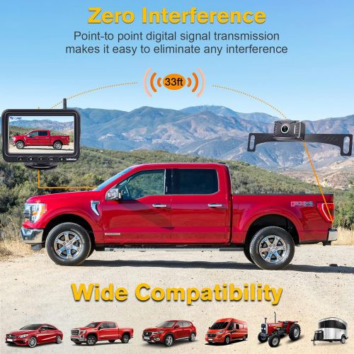  [아마존베스트]LeeKooLuu F08 HD Wireless Backup Camera and 4.3 Monitor System for Cars/ATVs/SUVs/UTVs/Can-Am IP69 Waterproof 6 LED Light Night Vision Rear/Front View with Grid Lines DIY Setting