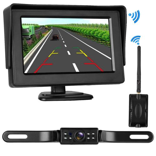  LeeKooLuu Digital Wireless Backup Camera&Monitor Kit for RVCarTrailerTruckMotorhome High-Speed Observation System FrontSideRear View DrivingReversing Waterproof Night Vision