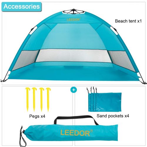  Leedor Outdoor Instant Automatic Pop Up Beach Tent Sun Shelter with SPF 50+ UV Protection for Family(Quick-Up-System)