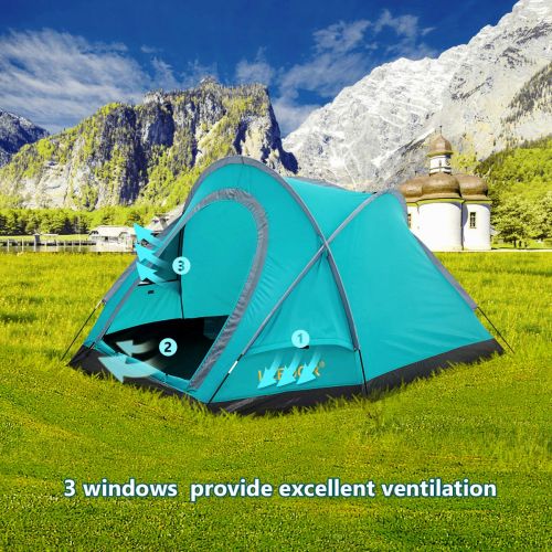  Leedor 2-3 Person Outdoor Family Camping Tent, Waterproof Backpacking Foldable Dome Tent with Carrying Bag, Lightweight & Quick Setup