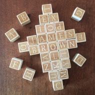 /LeelanauWoodworking Set of 35 Custom-Engraved Alphabet Blocks Baby Shower Guest Book Alternative