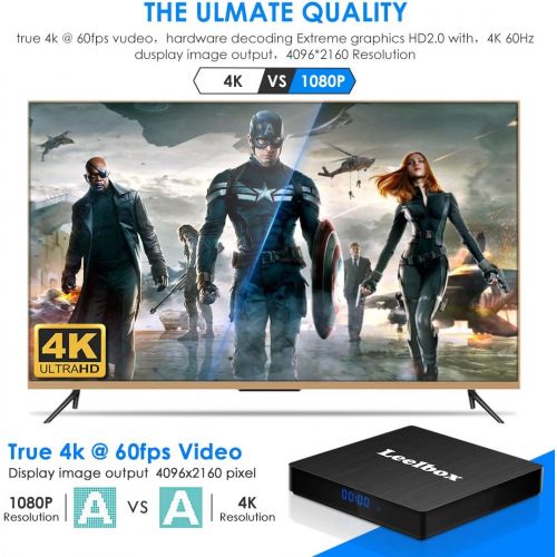  Android 8.1 Box, Leelbox Q4 S 4GB+32GB Quad Core Smart TV Box Support BT 4.12.4GHz WiFi3D4KH.265