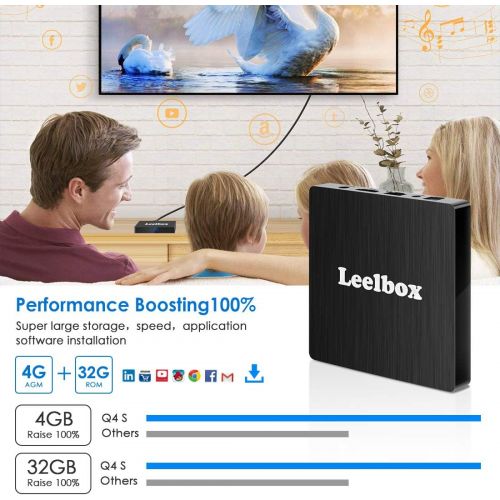  Android 8.1 Box, Leelbox Q4 S 4GB+32GB Quad Core Smart TV Box Support BT 4.12.4GHz WiFi3D4KH.265