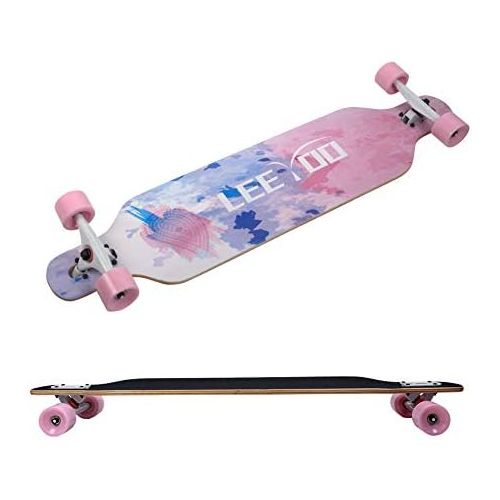  Leeyoo Longboard Skateboard, 41 Inch 8 Layer Natural Maple Drop Through Longboards for Kids Boys Girls Youths Beginners.
