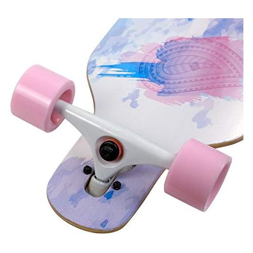  Leeyoo Longboard Skateboard, 41 Inch 8 Layer Natural Maple Drop Through Longboards for Kids Boys Girls Youths Beginners.