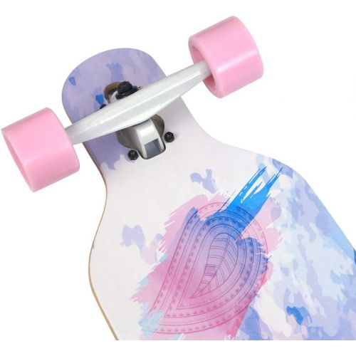  Leeyoo Longboard Skateboard, 41 Inch 8 Layer Natural Maple Drop Through Longboards for Kids Boys Girls Youths Beginners.