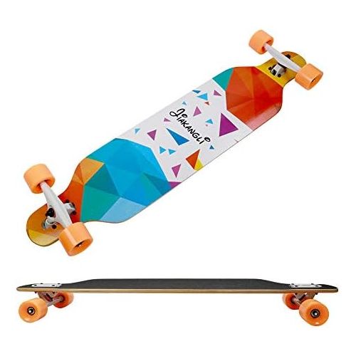  Leeyoo 41 inch Longboard Skateboard,8 Layers Natural Maple Complete，Long Board Complete Cruiser Free-Style and Downhill