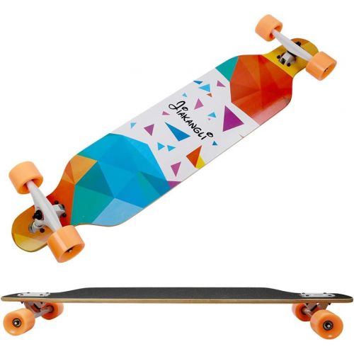  Leeyoo 41 inch Longboard Skateboard,8 Layers Natural Maple Complete，Long Board Complete Cruiser Free-Style and Downhill