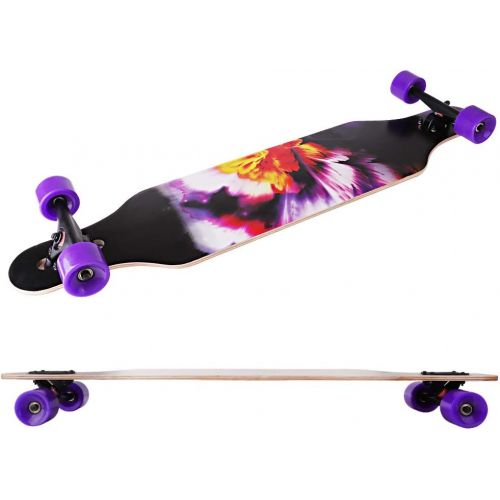  Leeyoo 41 inch Longboard Skateboard,8 Layers Natural Maple Complete，Long Board Complete Cruiser Free-Style and Downhill