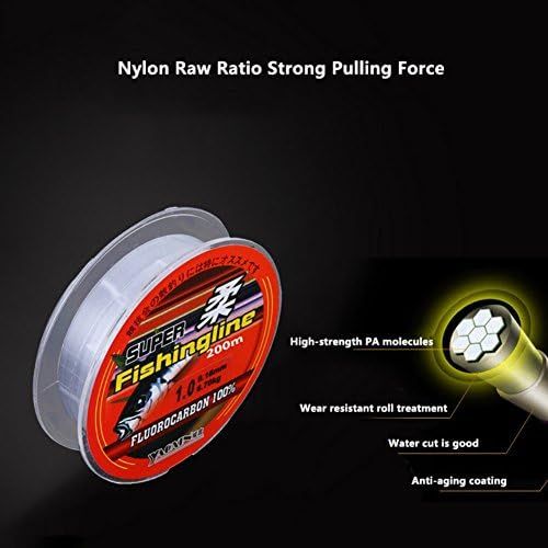  [아마존베스트]Leezo 200m/219yds Fluorocarbon Extra Strong Nylon Wire Freshwater Sea Fishing Line Clear  0.1 mm to 0.5 mm