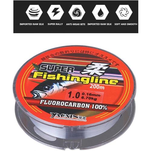  [아마존베스트]Leezo 200m/219yds Fluorocarbon Extra Strong Nylon Wire Freshwater Sea Fishing Line Clear  0.1 mm to 0.5 mm