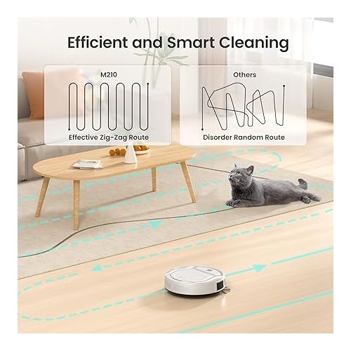  Lefant Robot Vacuum Cleaner, Strong Suction, 120 Mins Runtime, Slim, Low Noise, Automatic Self-Charging, Wi-Fi/App/Alexa Control, Ideal for Pet Hair Hard Floor and Daily Cleaning, M210