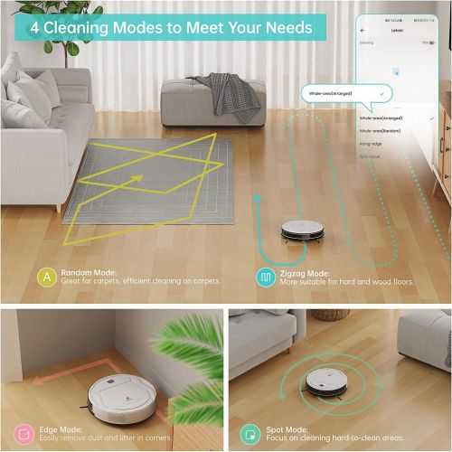  Lefant M210 Robot Vacuum Cleaner, 1800Pa Strong Suction,Slim, Quiet, Automatic Self-Charging Robotic Vacuum, Wi-Fi/App/Alexa/Remote Control,Ideal for Pet Hair Hard Floor and Low Pi