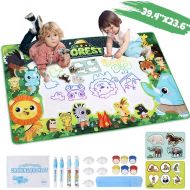 [아마존 핫딜] Lefree Aqua Magic Mat Large Size Water Doodle Mat Set 39 X 23in, Kids Painting, Aqua Magic Colors Educational Large Water Drawing Mat Toddlers Toys with Water Pens, Gift for Boys a