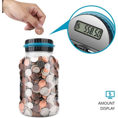  [아마존베스트]Lefree Digital Counting Money Jar,Big Piggy Bank,Piggy Bank for Kids,Piggy Bank Digital Counting Coin Bank,Money Saving Jar,Holds Over in 800,Powered by 2AAA Battery (Not Included)