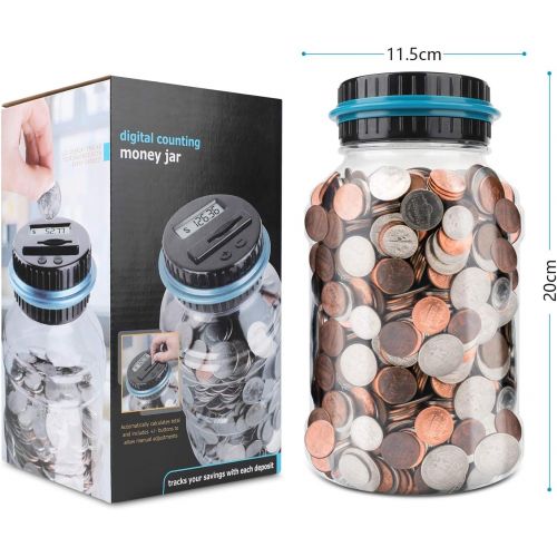  [아마존베스트]Lefree Digital Counting Money Jar,Big Piggy Bank,Piggy Bank for Kids,Piggy Bank Digital Counting Coin Bank,Money Saving Jar,Holds Over in 800,Powered by 2AAA Battery (Not Included)